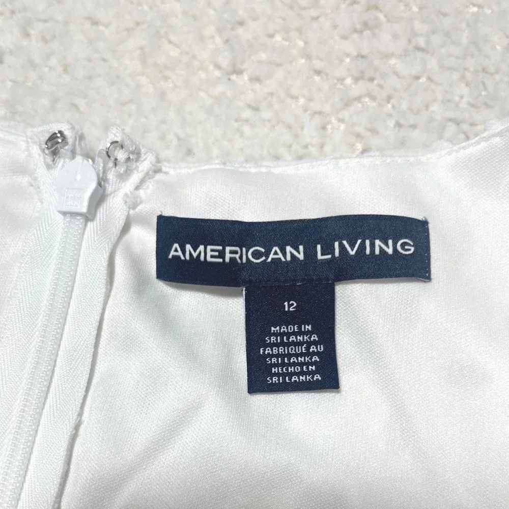 American Living White Eyelet Dress Women's Size 12 Ruffle Cap Sleeve Shift - Picture 12 of 15